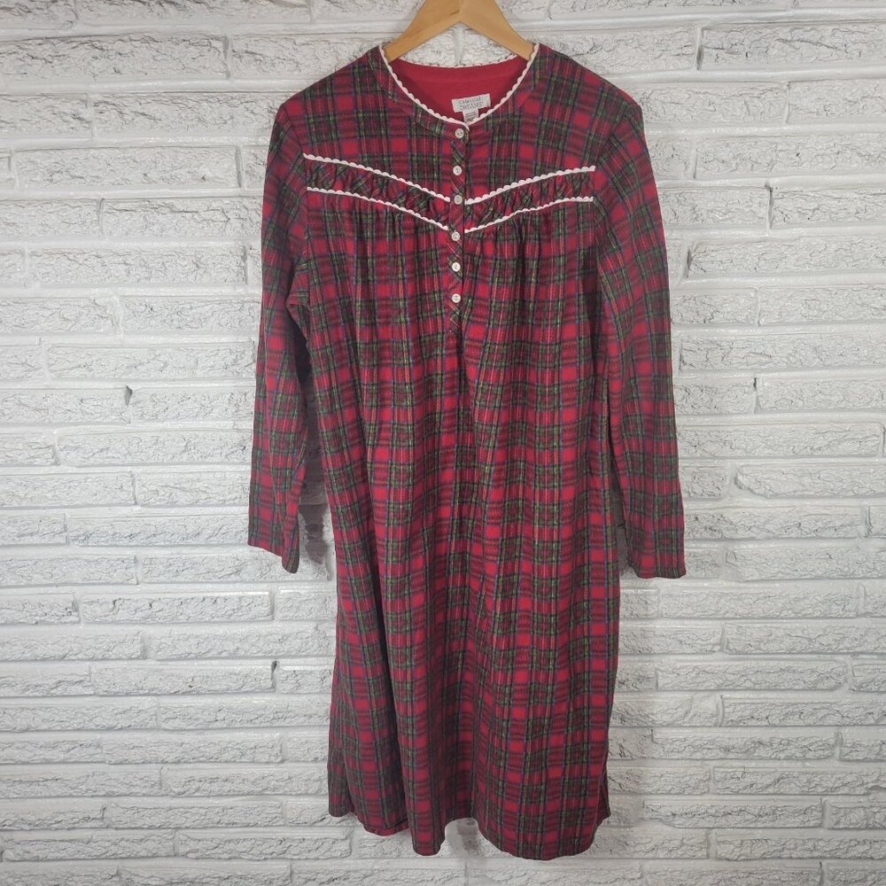 Celestial Dreams Robe XL Womens Red Plaid Button Up Flannel Loungewear SWE18E